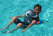 pretending to be a pool baby
